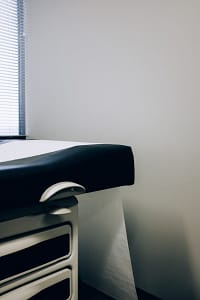 pelvic exam room table ready for patient
